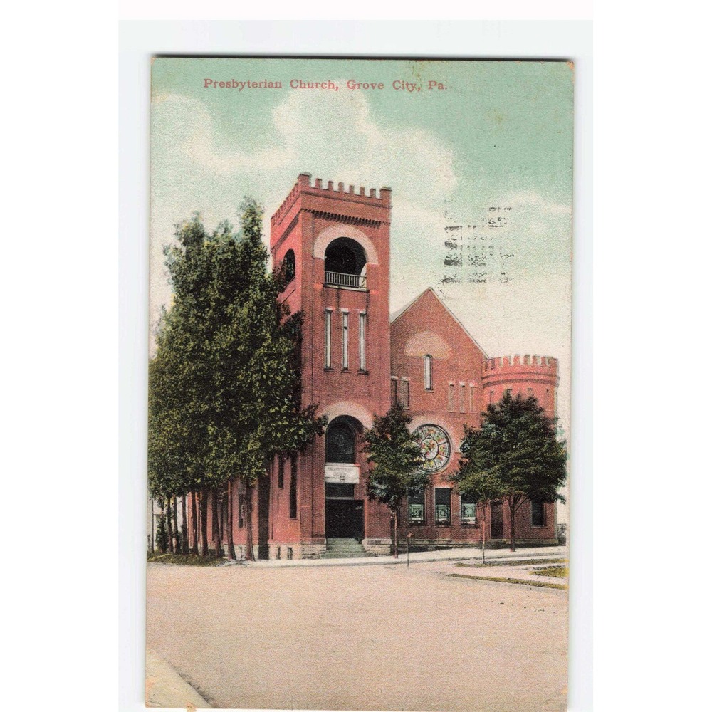 Presbyterian Church Grove City PA Antique Postcard 1909 Harry H Hamm Germany